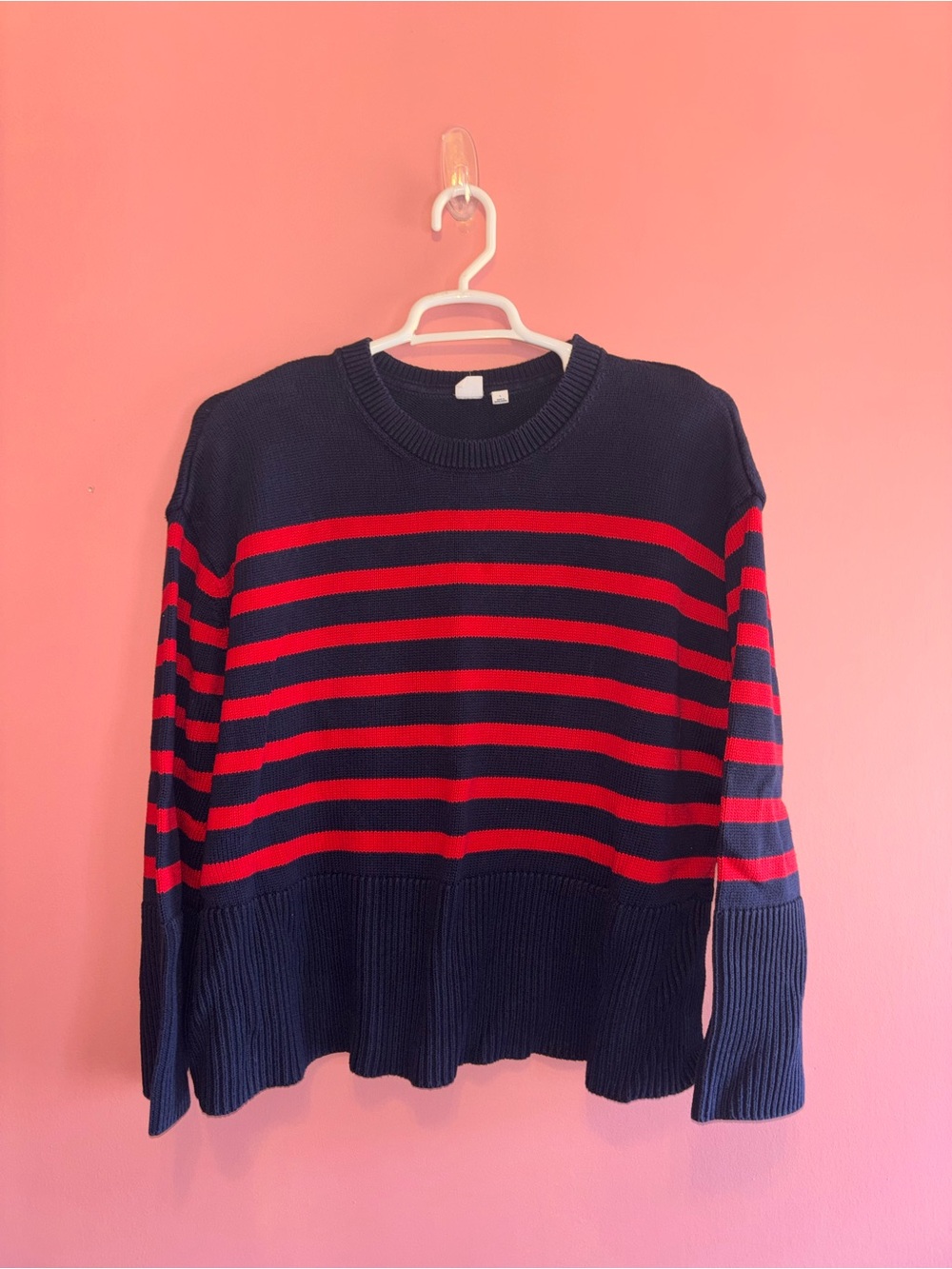GAP Navy and Red Striped Crewneck Sweater